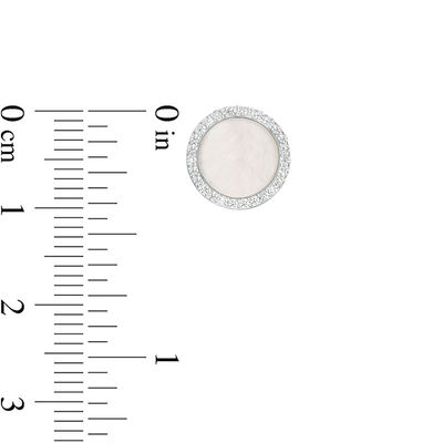 8.5mm Lab-Created Mother-of-Pearl and Cubic Zirconia Frame Stud Earrings in Sterling Silver