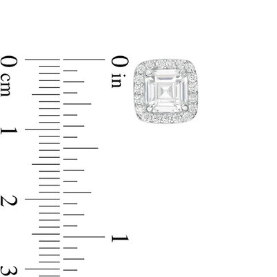 Solid Sterling Silver 6mm Fancy Square CZ Frame Studs