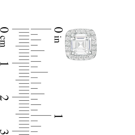 Solid Sterling Silver 6mm Fancy Square CZ Frame Studs