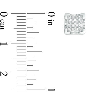 Solid Sterling Silver CZ Square Composite Art Deco Studs