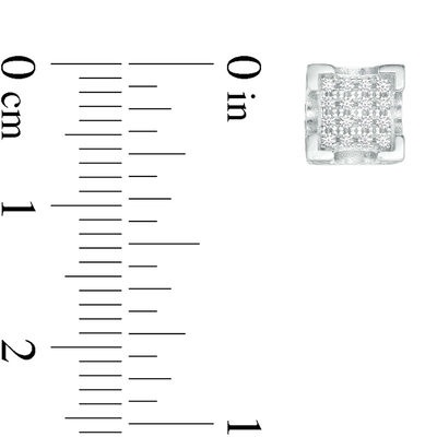 Solid Sterling Silver CZ Square Composite Art Deco Studs