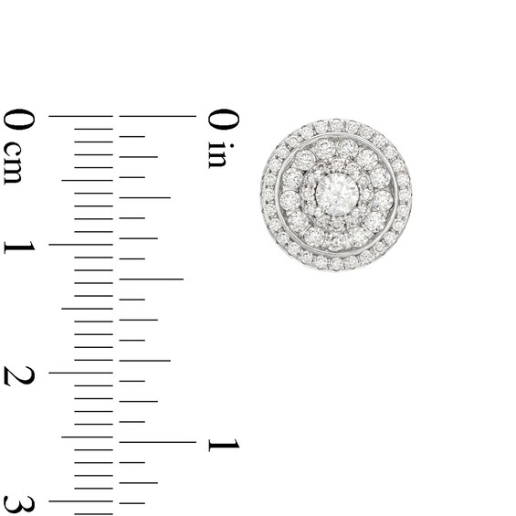 3mm Cubic Zirconia Triple Frame Stud Earrings in Solid Sterling Silver