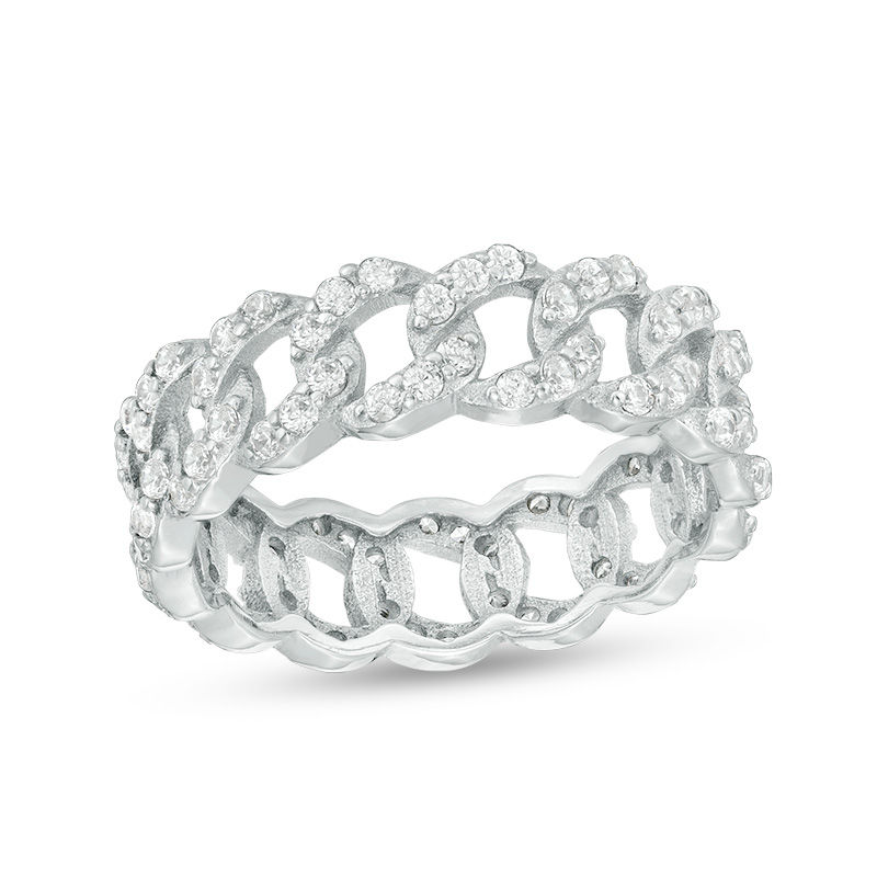 Thin Curb Chain Ring in Sterling Silver