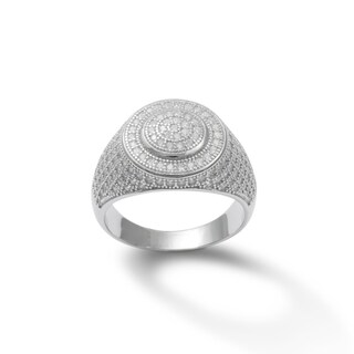 Sterling Silver CZ Composite Frame Dome Ring