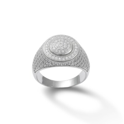 Sterling Silver CZ Composite Frame Dome Ring