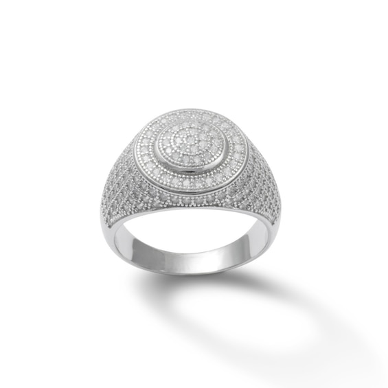 Cubic Zirconia Composite Frame Dome Ring in Solid Sterling Silver