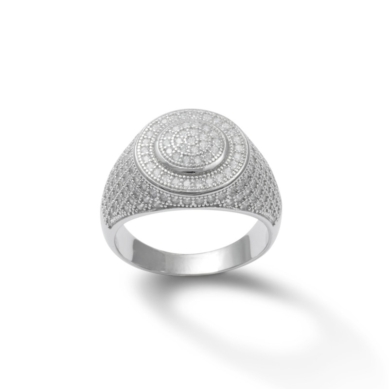 Sterling Silver CZ Composite Frame Dome Ring
