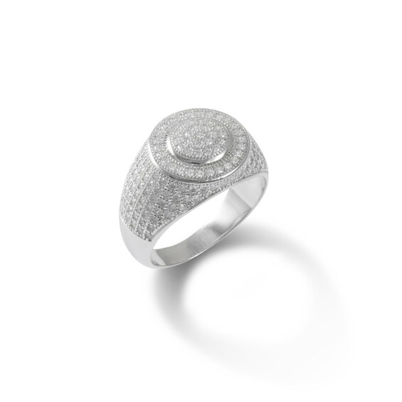 Sterling Silver CZ Composite Frame Dome Ring