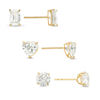 Multi-Shape Cubic Zirconia Stud Earrings Set in 10K Gold