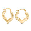 Diamond-Cut Heart Hoop Earrings in 10K Gold