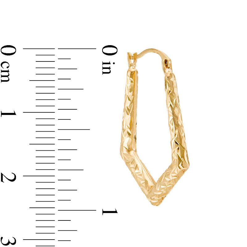 Main Image 2 of Diamond-Cut Pentagonal Hoop Earrings in 10K Gold