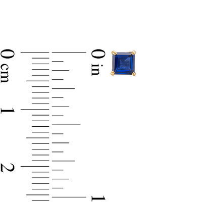 4mm Multi-Shape Simulated Blue Sapphire Stud Earrings Set in 10K Gold