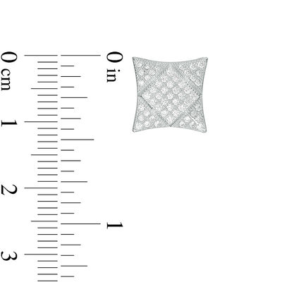 Cubic Zirconia Milgrain Geometric Stud Earrings in Sterling Silver