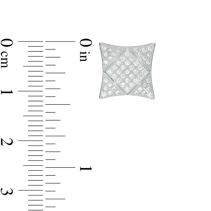 Cubic Zirconia Milgrain Geometric Stud Earrings in Sterling Silver