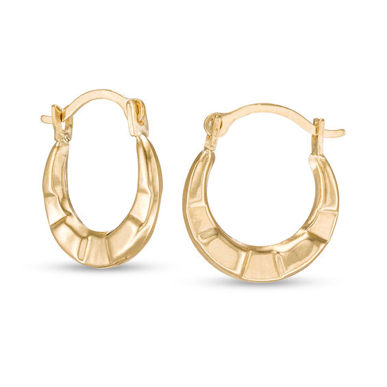 Child's Ribbed Hoop Earrings in 14K Gold