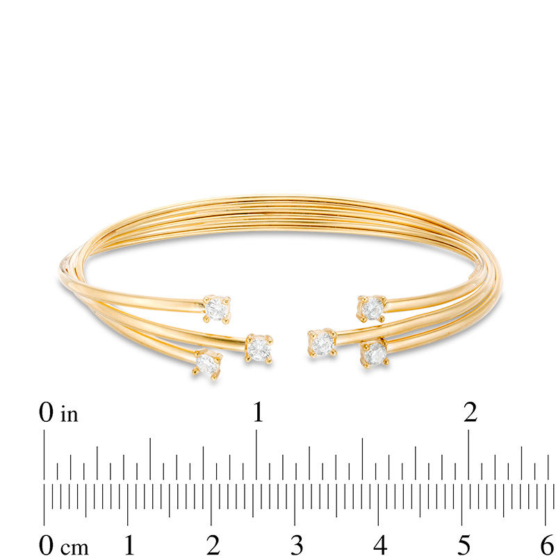 Main Image 2 of 3mm Cubic Zirconia Twisted Triple Row Cuff in 10K Gold Bonded Sterling Silver