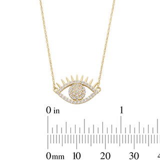 10K Solid Gold CZ Eye with Eyelashes Pendant - 18.5"