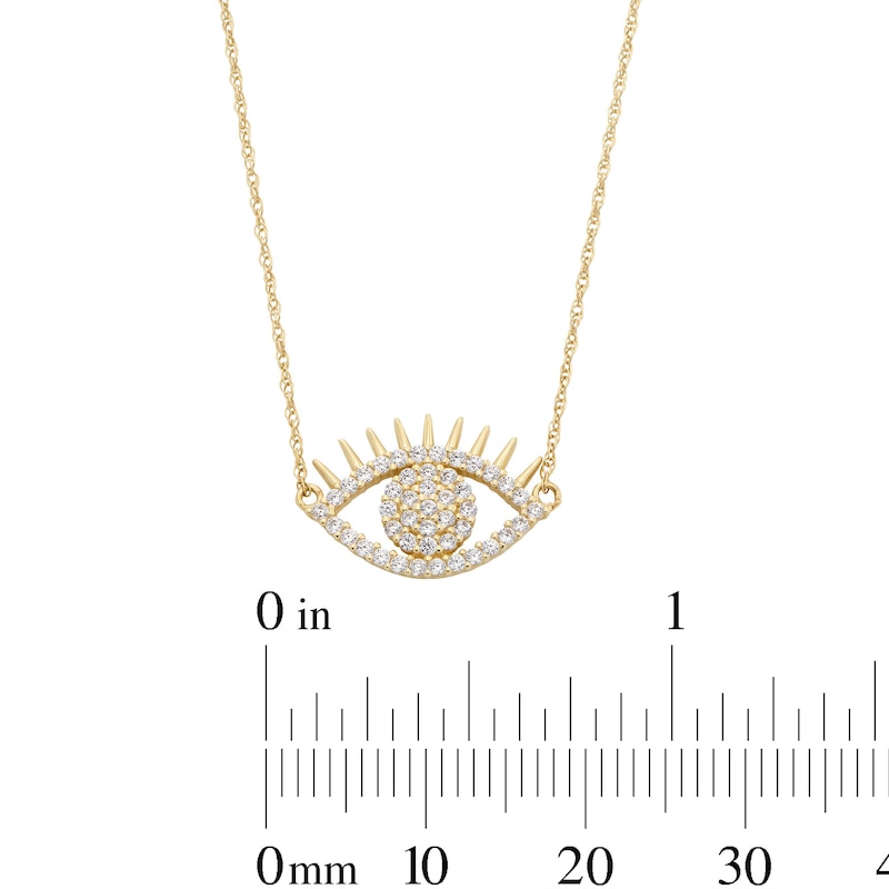 Main Image 5 of 10K Solid Gold CZ Eye with Eyelashes Pendant - 18.5"
