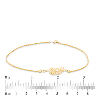 Diamond-Cut Leaf Anklet in 10K Gold - 10"