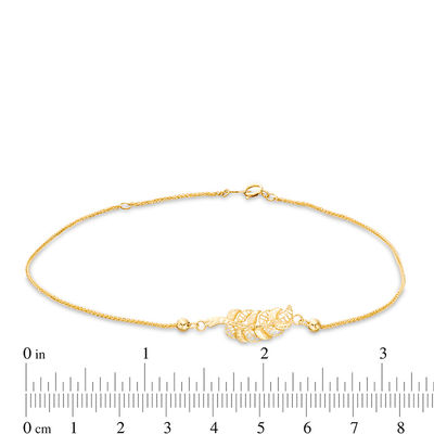 Diamond-Cut Leaf Anklet in 10K Gold - 10"