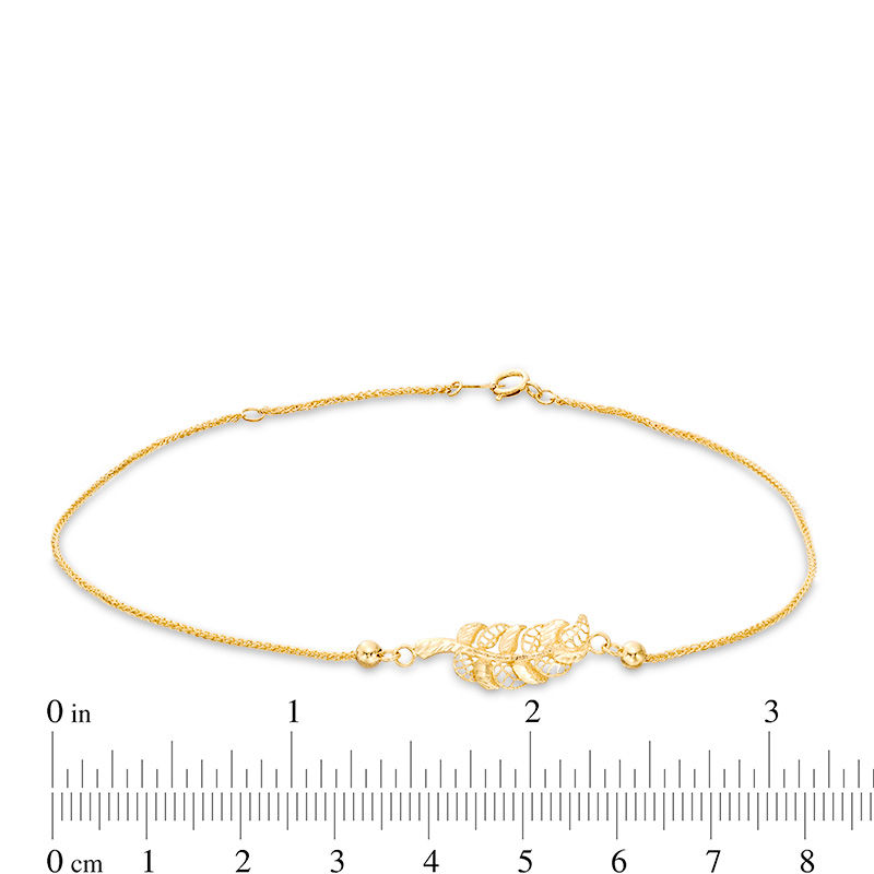 Main Image 2 of Diamond-Cut Leaf Anklet in 10K Gold - 10&quot;