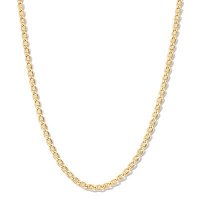 10K Hollow Gold Diamond-Cut Mariner Chain Made in Italy