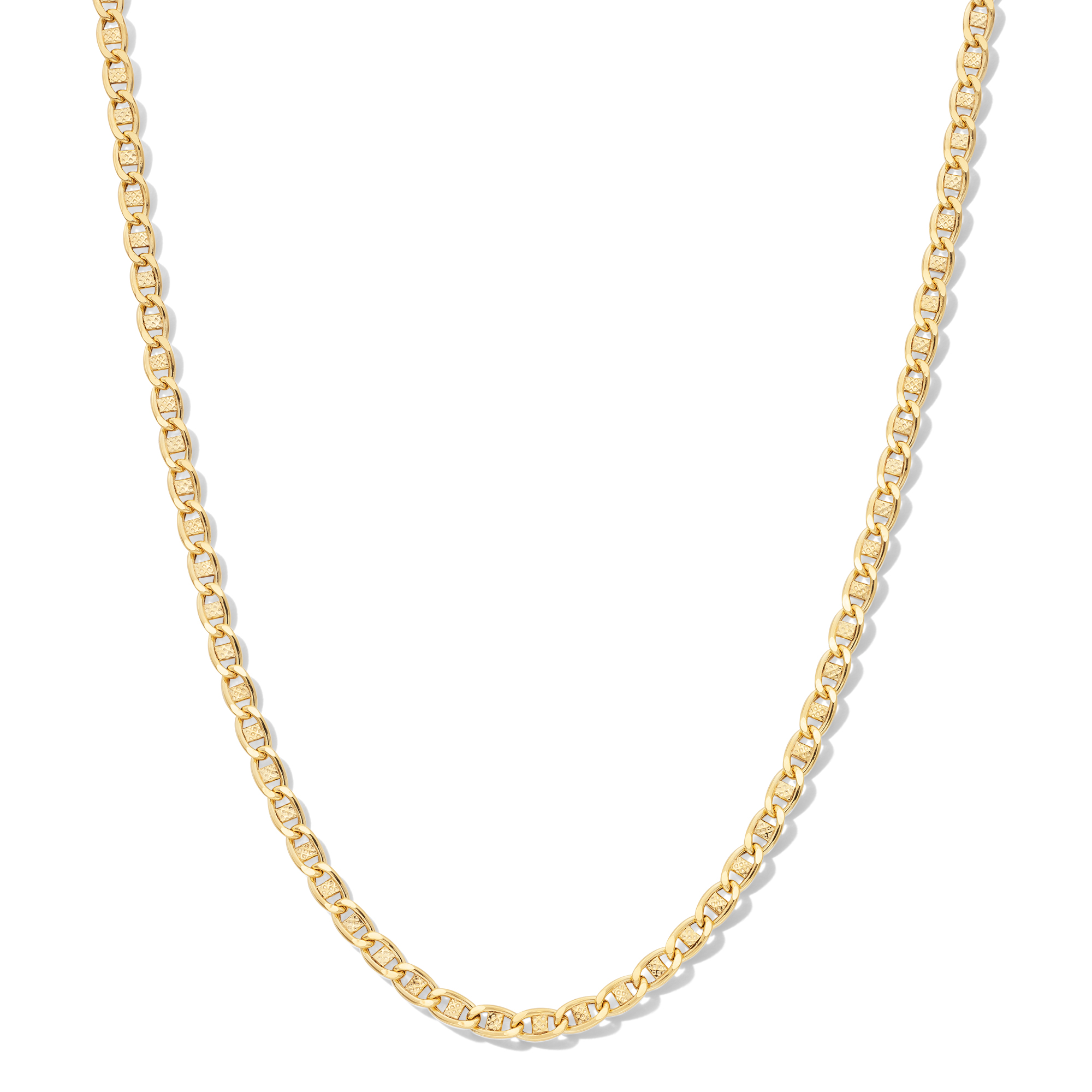 10K Hollow Gold Diamond-Cut Mariner Chain Made in Italy
