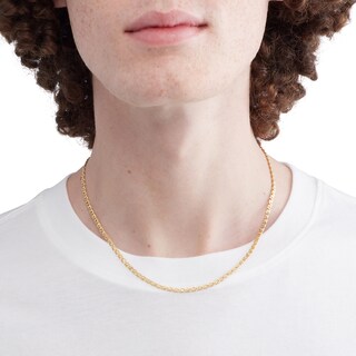 10K Hollow Gold Diamond-Cut Mariner Chain Made in Italy