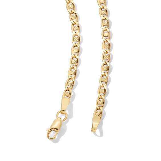 10K Hollow Gold Diamond-Cut Mariner Chain Made in Italy