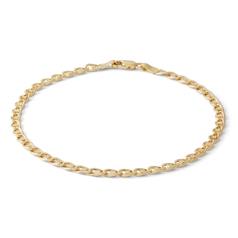 Made in Italy 3mm Diamond-Cut Mariner Chain Bracelet in 10K Hollow Gold ...