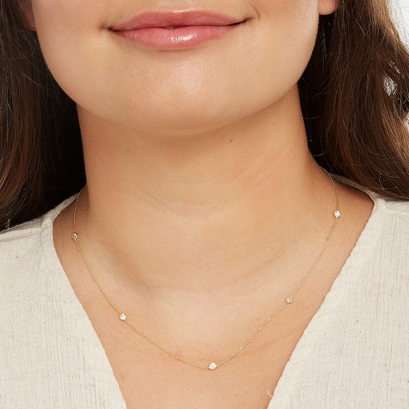 Main Image 3 of Made in Italy 3.5mm Cubic Zirconia Station Necklace in 10K Solid Gold