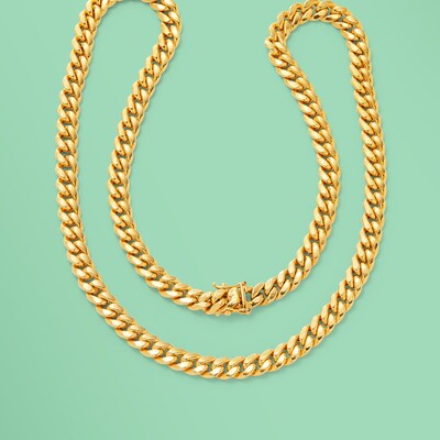 140 Gauge Miami Curb Chain Necklace in 10K Gold - 20"