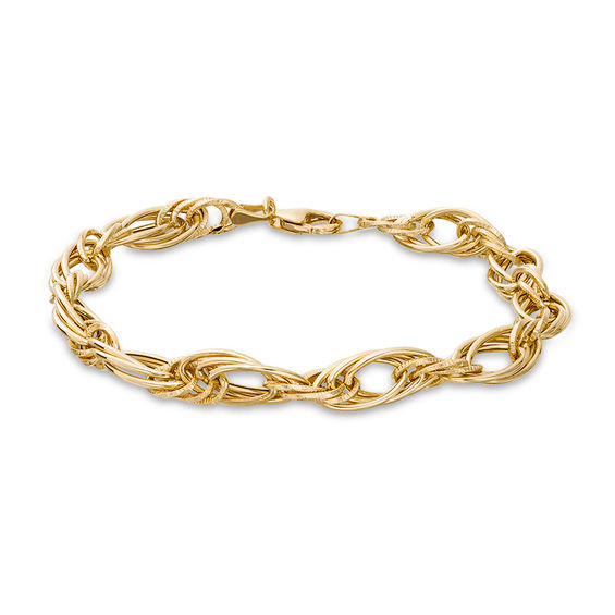 Chunky Layered Bracelet in 10K Gold Bonded Sterling Silver - 7.5"