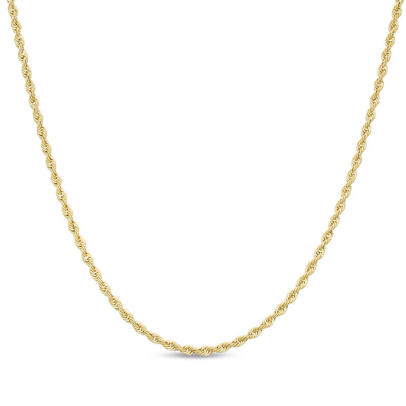 Main Image 1 of 016 Gauge Hollow Rope Chain Necklace in 14K Gold - 24"