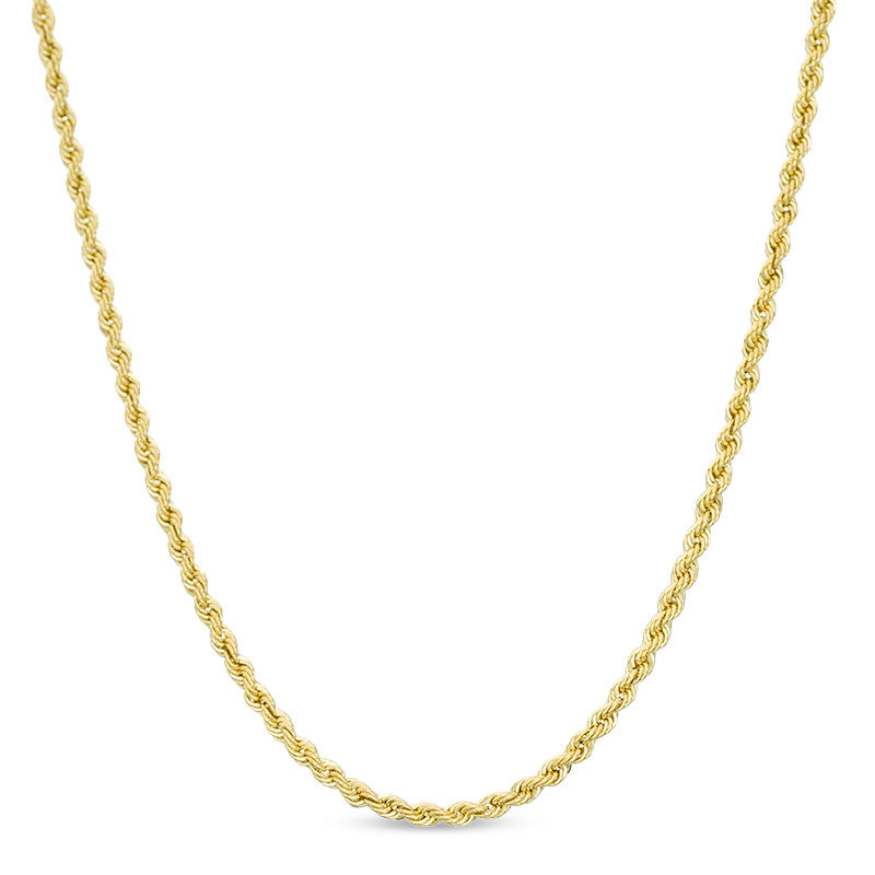 Main Image 1 of 016 Gauge Hollow Rope Chain Necklace in 14K Gold - 22"