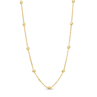 Diamond-Cut Bead Station Necklace in 10K Gold - 18"