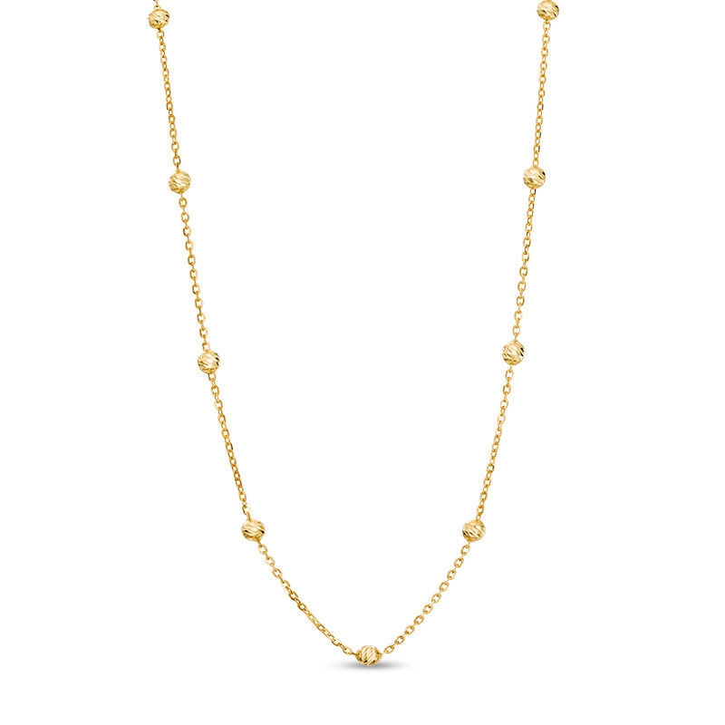 Main Image 1 of Diamond-Cut Bead Station Necklace in 10K Gold - 18"