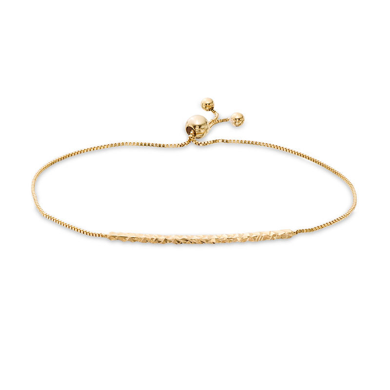 Diamond-Cut Bar Bolo Bracelet in 10K Gold - 9"