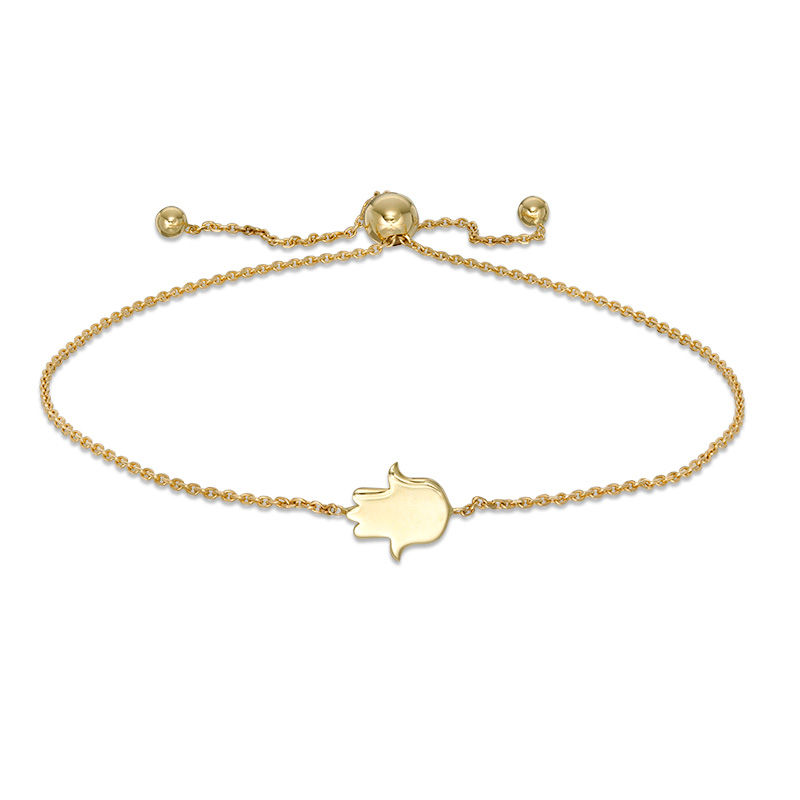 Main Image 1 of Polished Hamsa Bolo Bracelet in 10K Gold - 9.5"