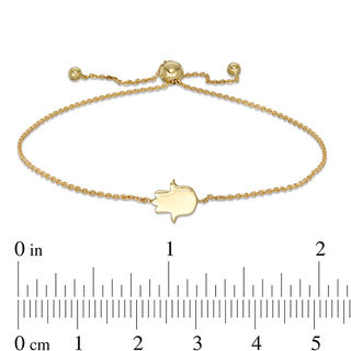 Polished Hamsa Bolo Bracelet in 10K Gold - 9.5"