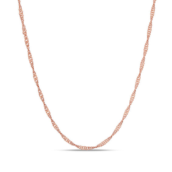 Child's 030 Gauge Singapore Chain Necklace in 14K Rose Gold - 13"