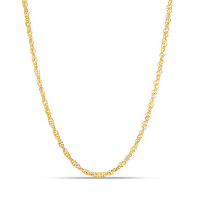 Child's 030 Gauge Hollow Singapore Chain Necklace in 14K Gold - 13"