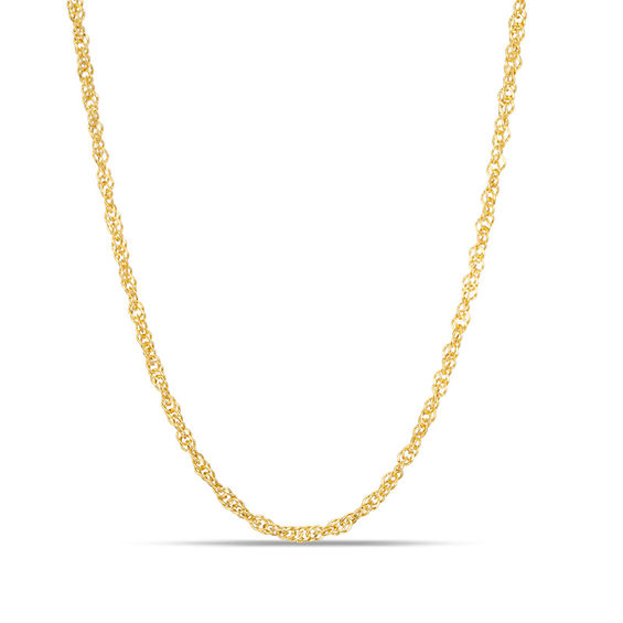 Child's 030 Gauge Hollow Singapore Chain Necklace in 14K Gold - 13"