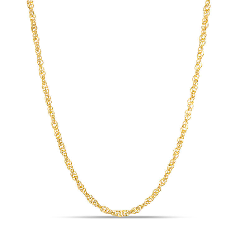 Main Image 1 of Child's 030 Gauge Hollow Singapore Chain Necklace in 14K Gold - 13"