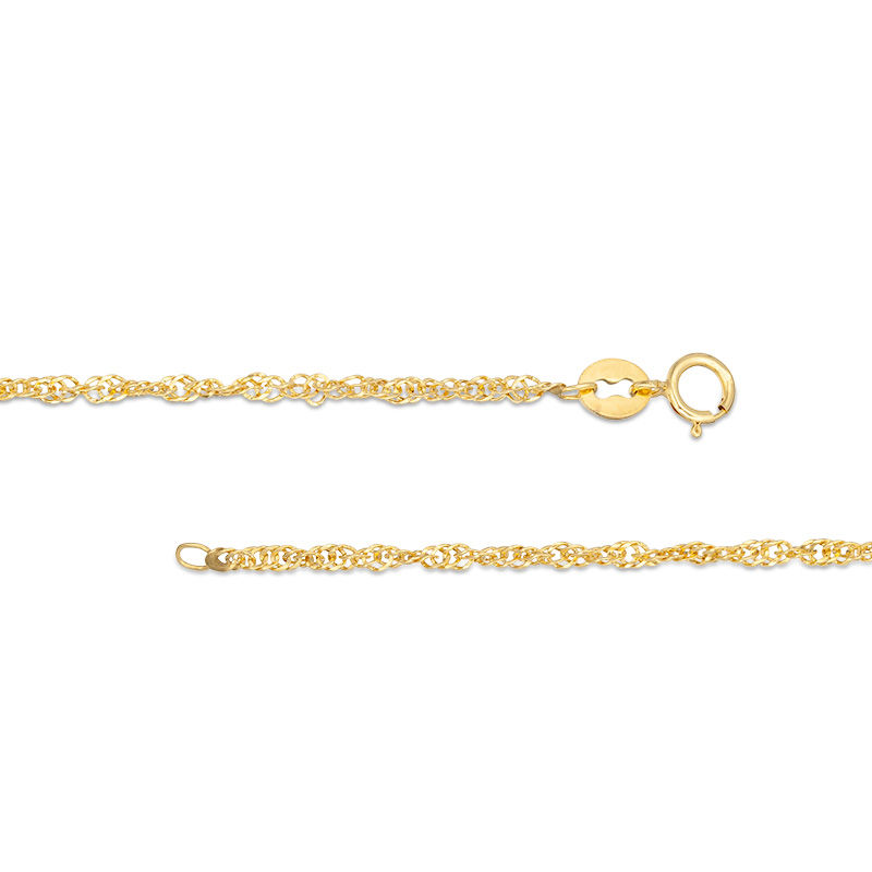 Main Image 2 of Child's 030 Gauge Hollow Singapore Chain Necklace in 14K Gold - 13"
