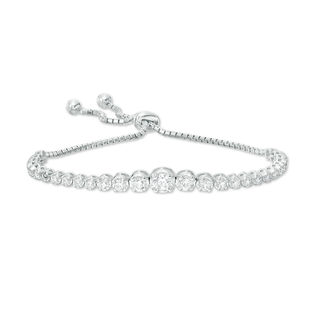 Graduated Cubic Zirconia Bolo Bracelet in Sterling Silver - 9.5"