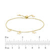 Triple Star Station Bolo Bracelet in 10K Gold - 9"