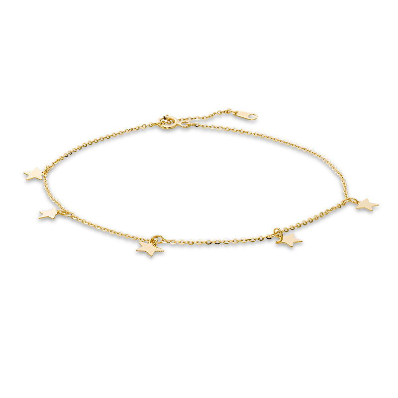 Star Dangle Anklet in 10K Gold - 10"