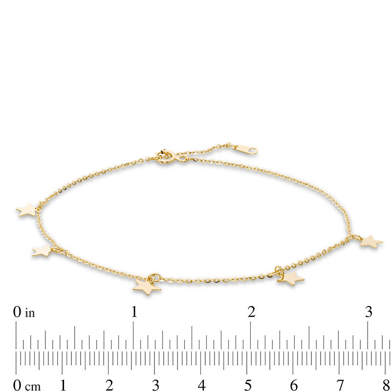 Star Dangle Anklet in 10K Gold - 10"