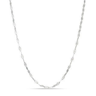 035 Gauge Diamond-Cut and Hammered Valentino Chain Necklace in Sterling Silver - 18"